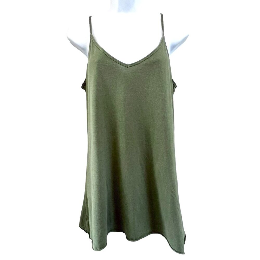 Vintage 90s Old Navy Olive Green Tunic Length Loose Fitting Cami Tank